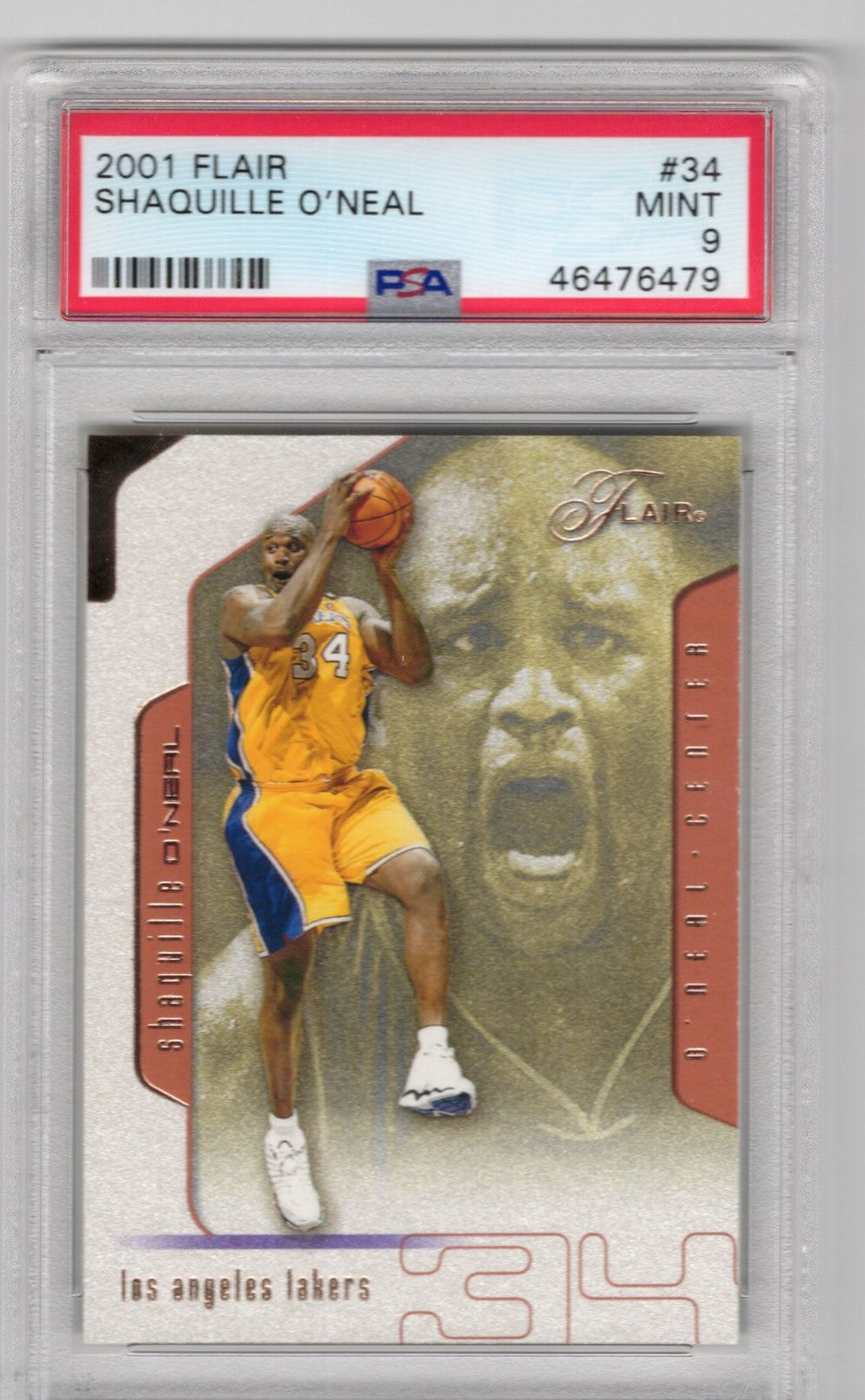 2001 Flair #34 Shaquille O'neal PSA 9