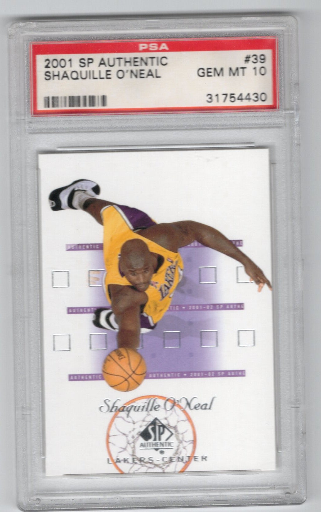 2001 SP Authentic #39 Shaquille O'Neal PSA 10