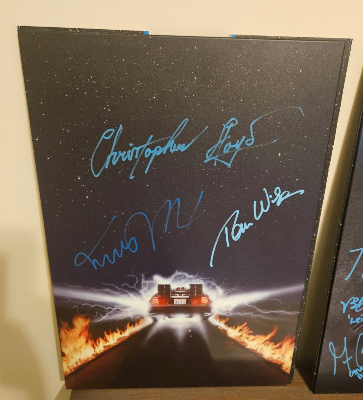 Back to the Future autographed Displate Michael J Fox, Christopher Lloyd, Tom Wilson