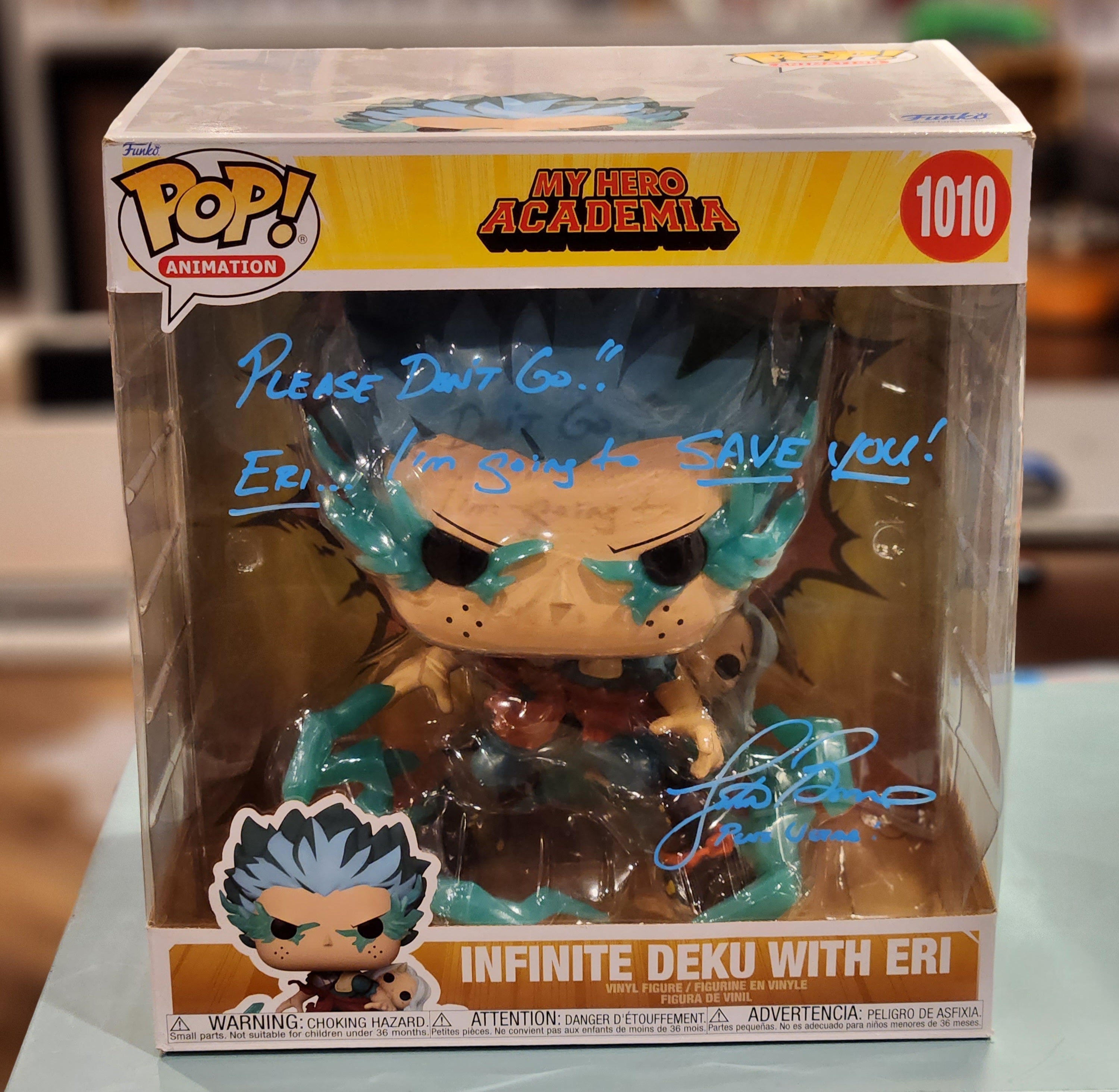 Infinite deku with enri glow Funko Pop outlet signed by justin briner jsa certification