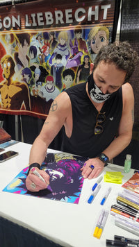 My Hero Academia Dabi poster autographed by Jason Liebrecht w/JSA authenticity