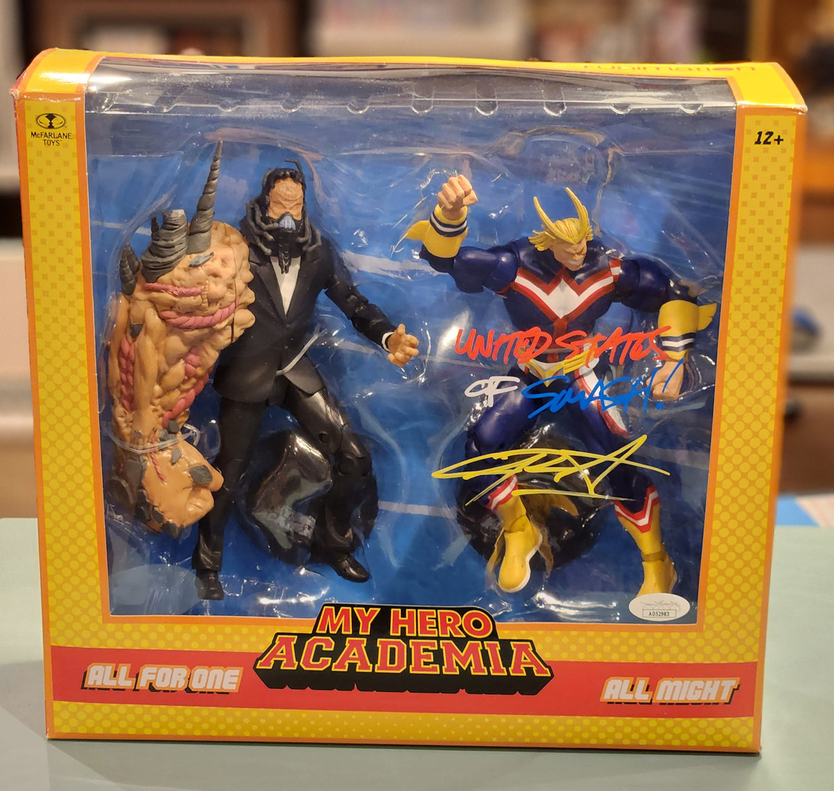 My Hero Academia 6" boxed action figure set All Might autographed by Christopher Sabat w/JSA coa