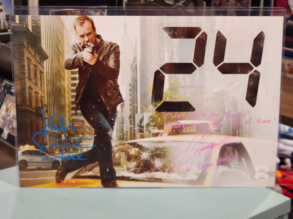 24 poster autographed by Kiefer Sutherland and Katie Sackhoff w/JSA authentication