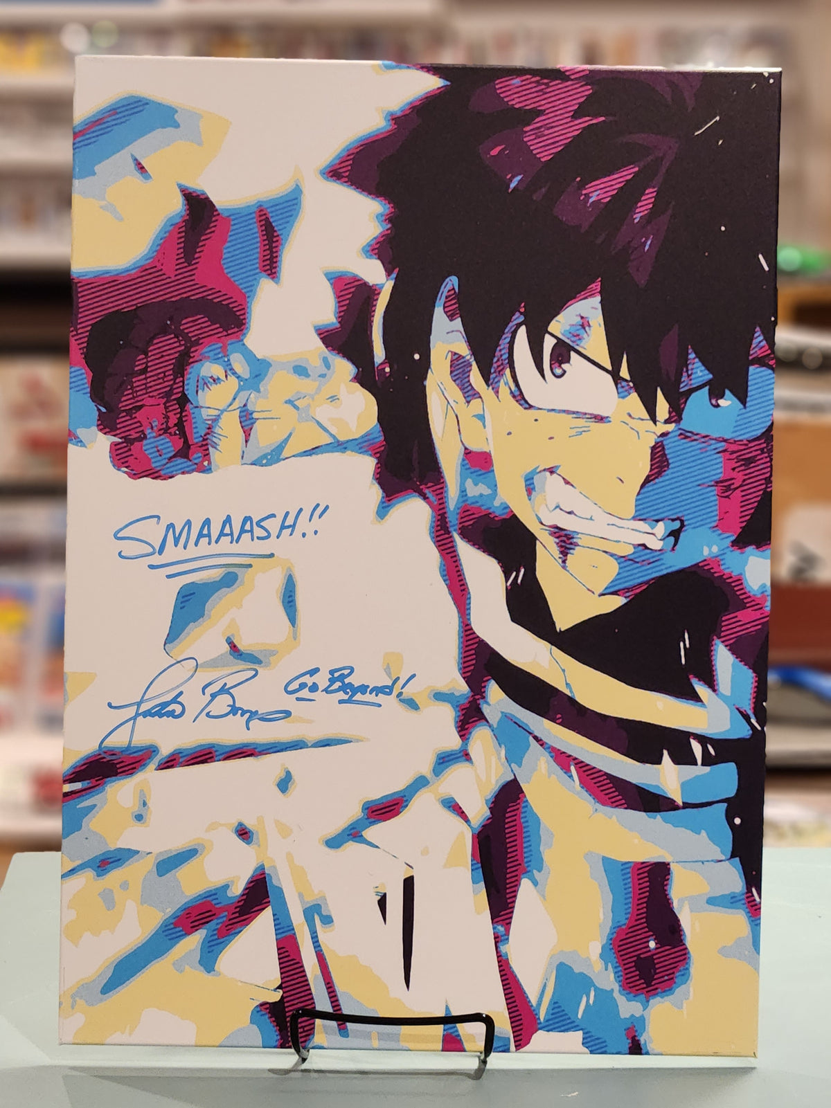 My Hero Academia Deku mini poster autographed by Justin Briner w/JSA authenticity