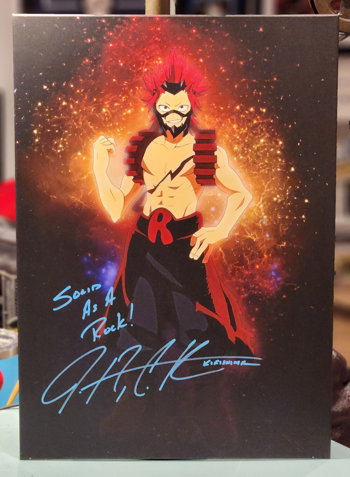 My Hero Academia Kirishima mini poster autographed by Justin Cook w/JSA authenticity