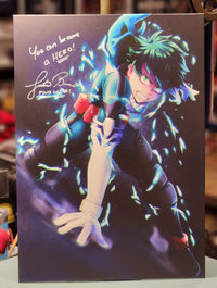 My Hero Academia mini poster of Deku signed by English voice actor Justin Briner w/JSA authenticity