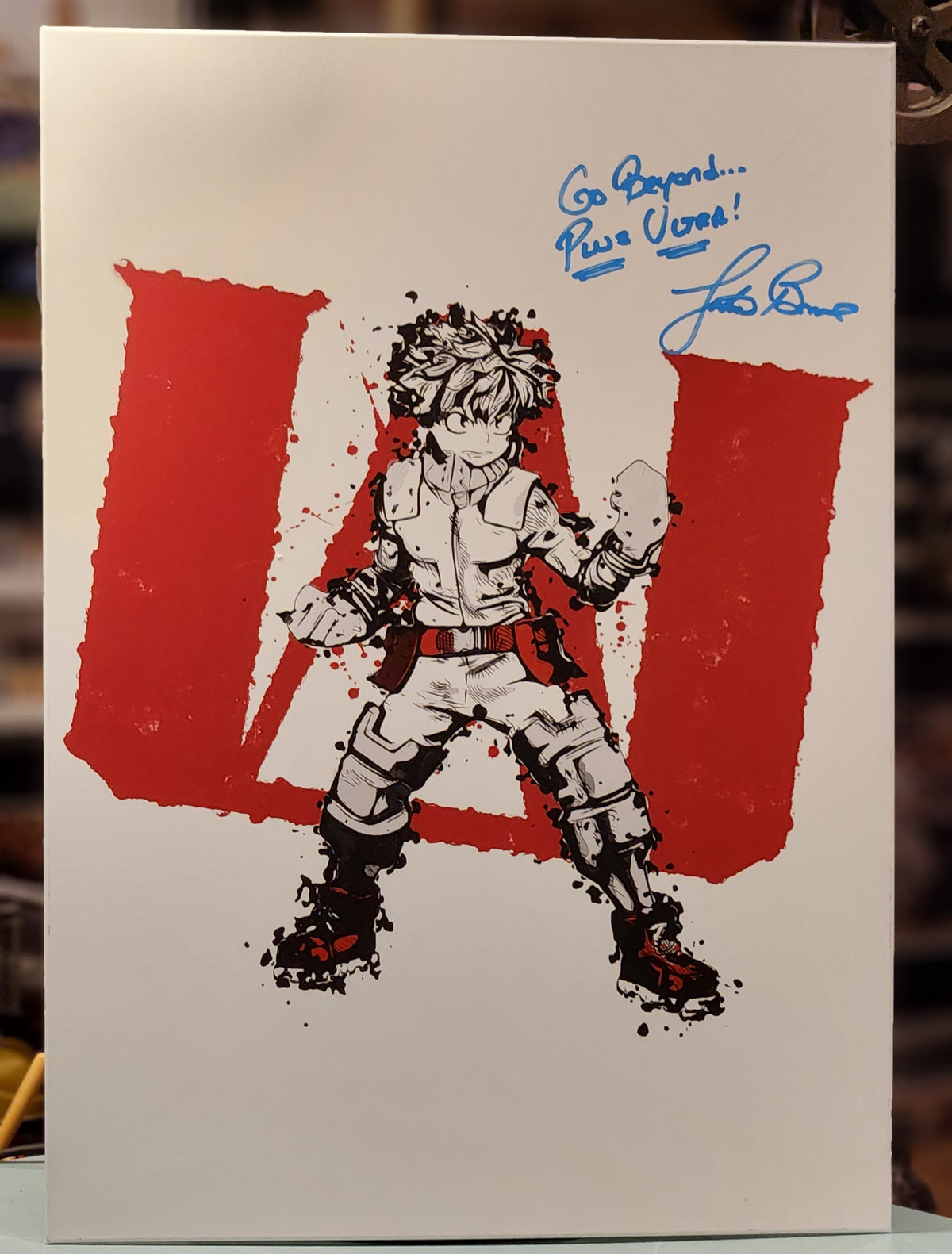 My Hero Academia Deku mini poster autographed by English voice actor Justin Briner w/JSA authenticity