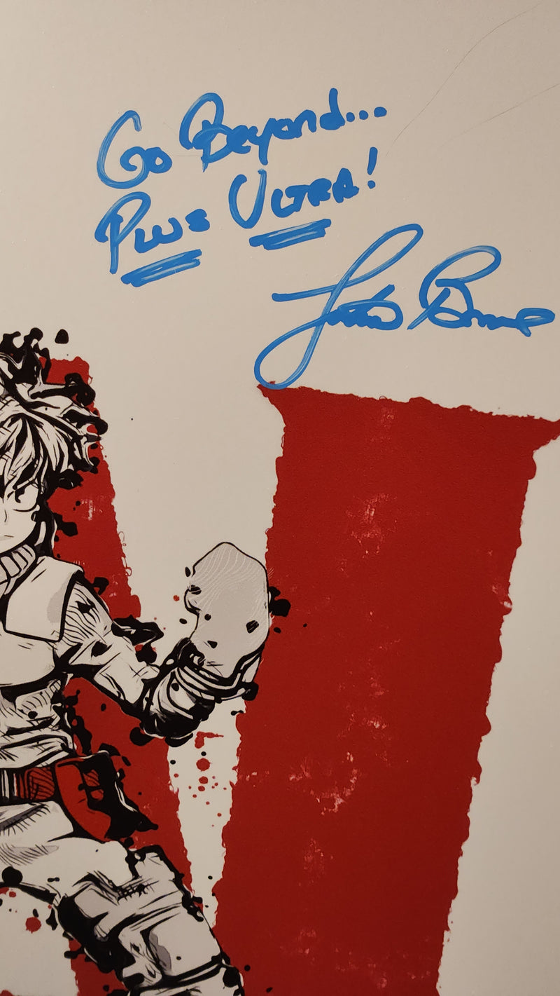 My Hero Academia Deku mini poster autographed by English voice actor Justin Briner w/JSA authenticity