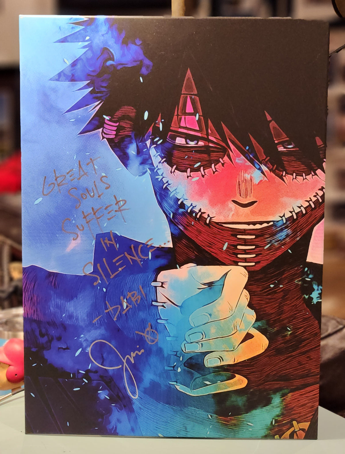 My Hero Academia Dabi poster autographed by Jason Liebrecht w/JSA authenticity