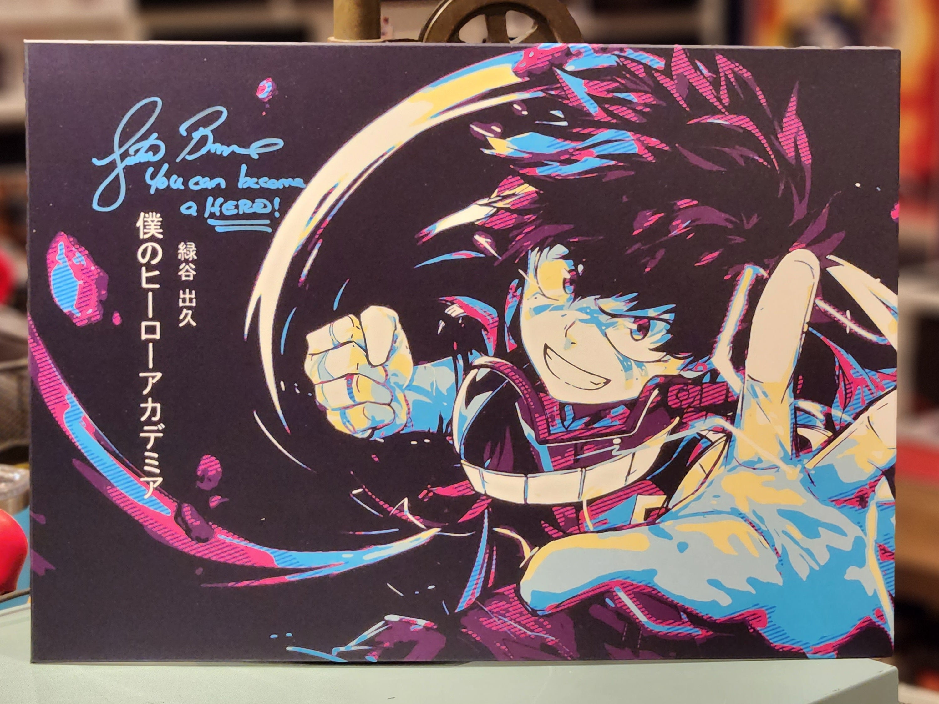 My Hero Academia mini poster Deku autographed by English voice