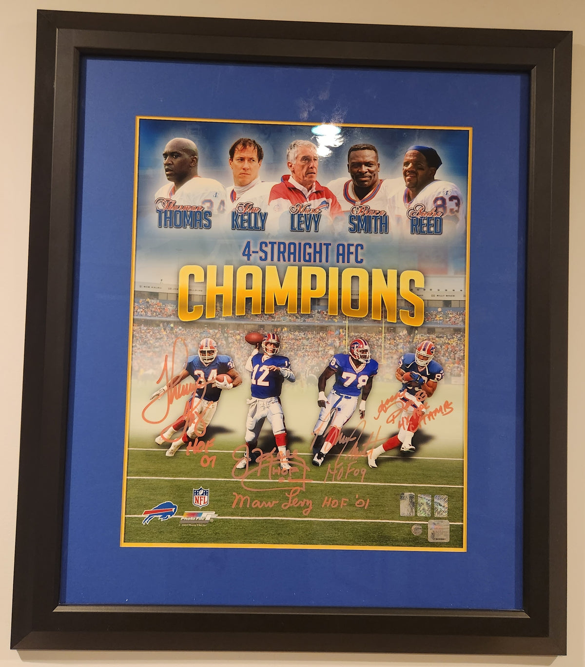 Buffalo Bills 4 straight AFC champions autographed 16x20 with authentication