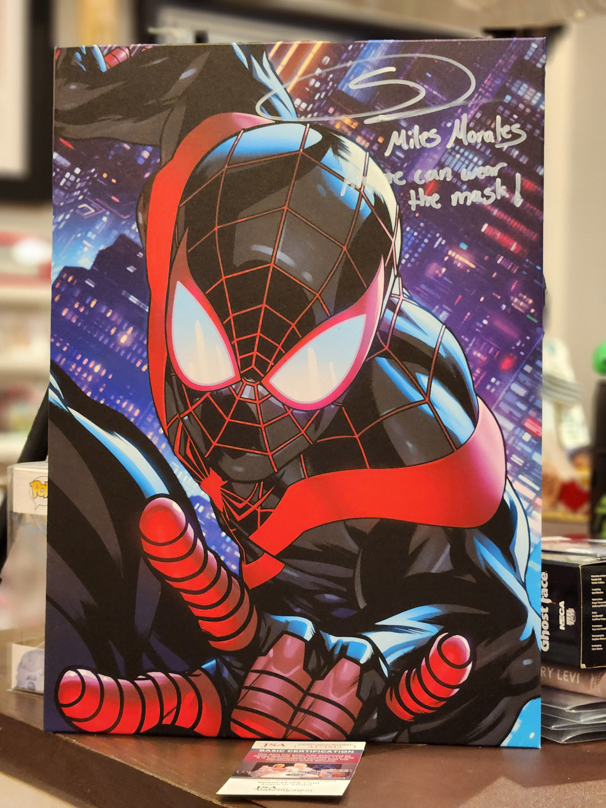 Spiderman Into the Spiderverse Miles Morales signed poster w/JSA authentication