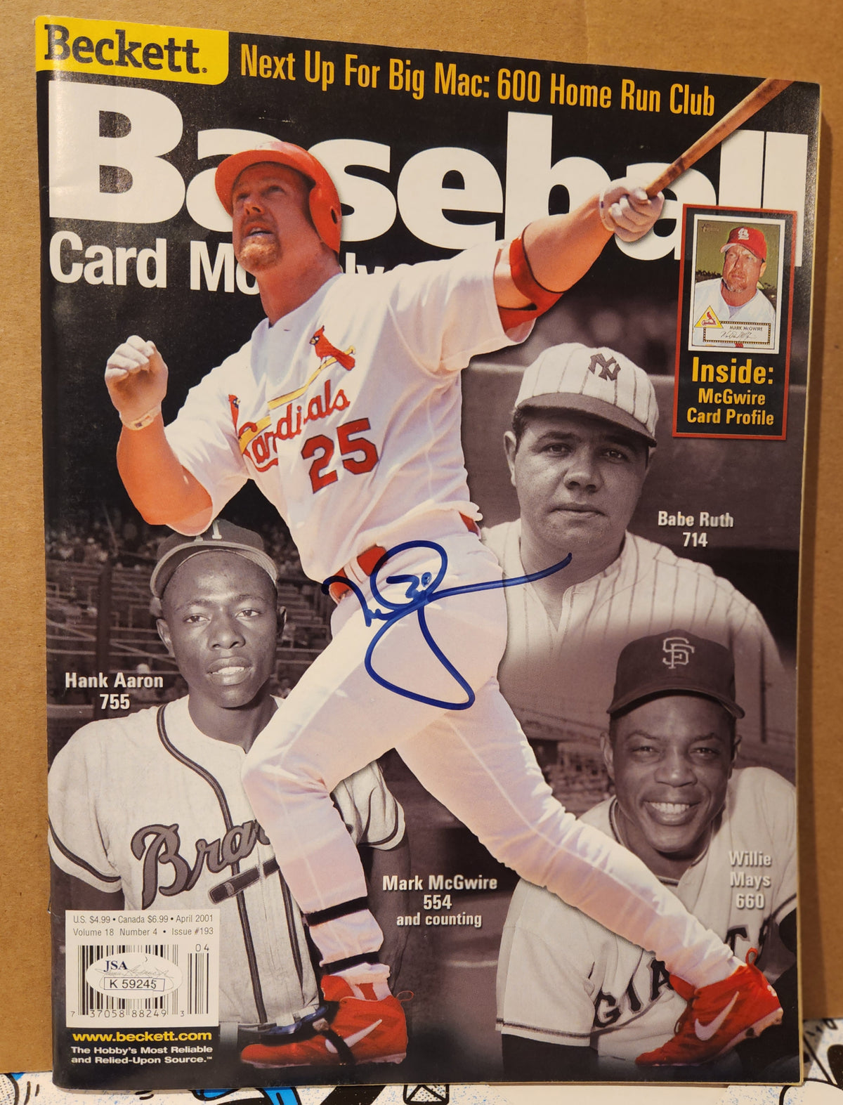 Mark McGwire autographed Beckett Baseball Magazine with JSA authentication