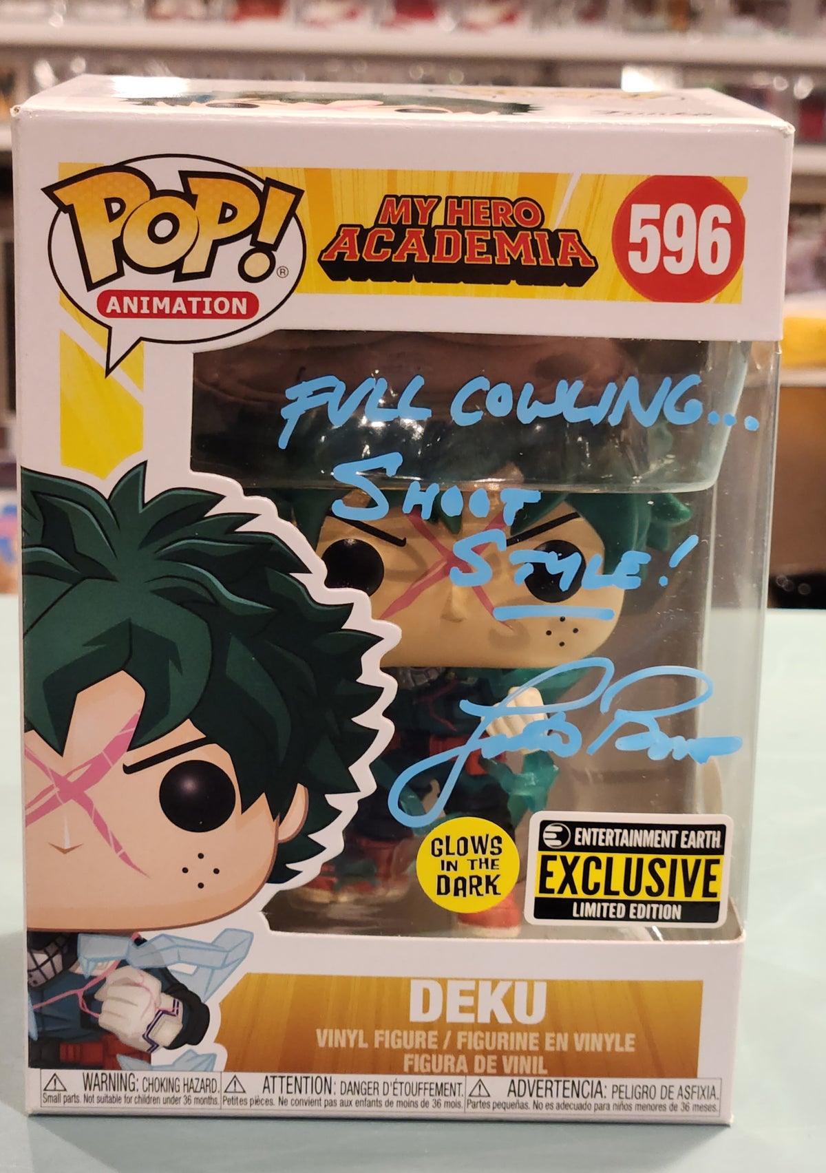 My Hero Academia Funko Pop #596 Deku signed by Justin Briner w/JSA coa