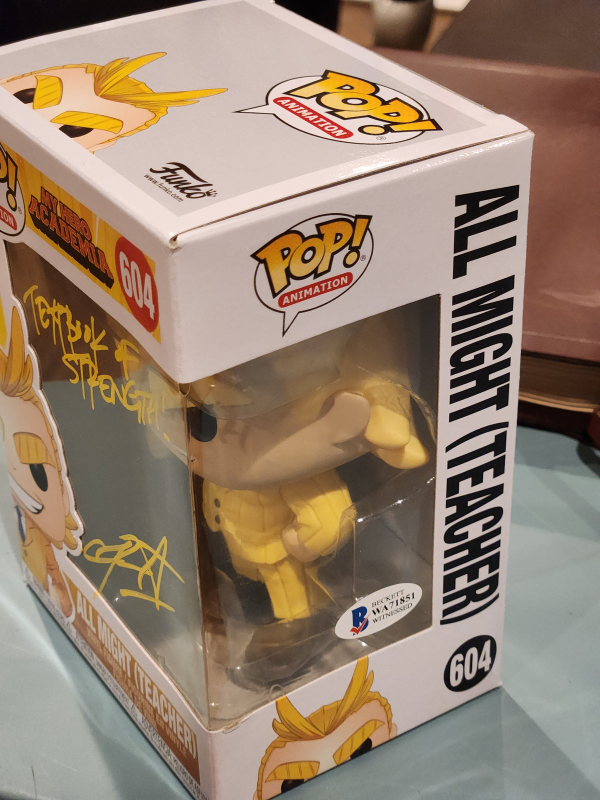 My Hero Academia Funko Pop #604 All Might (Teacher) signed by Chris Sabat w/JSA coa