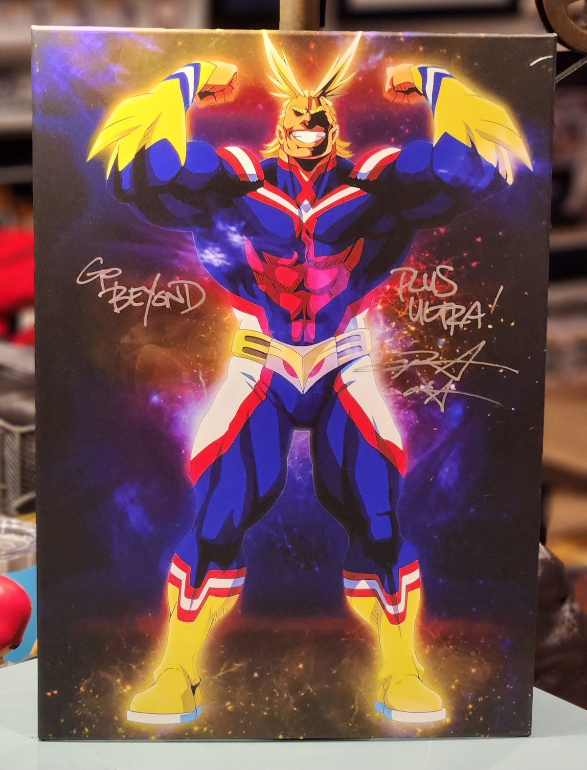 My Hero Academia AllMight Displate autographed and JSA authenticated