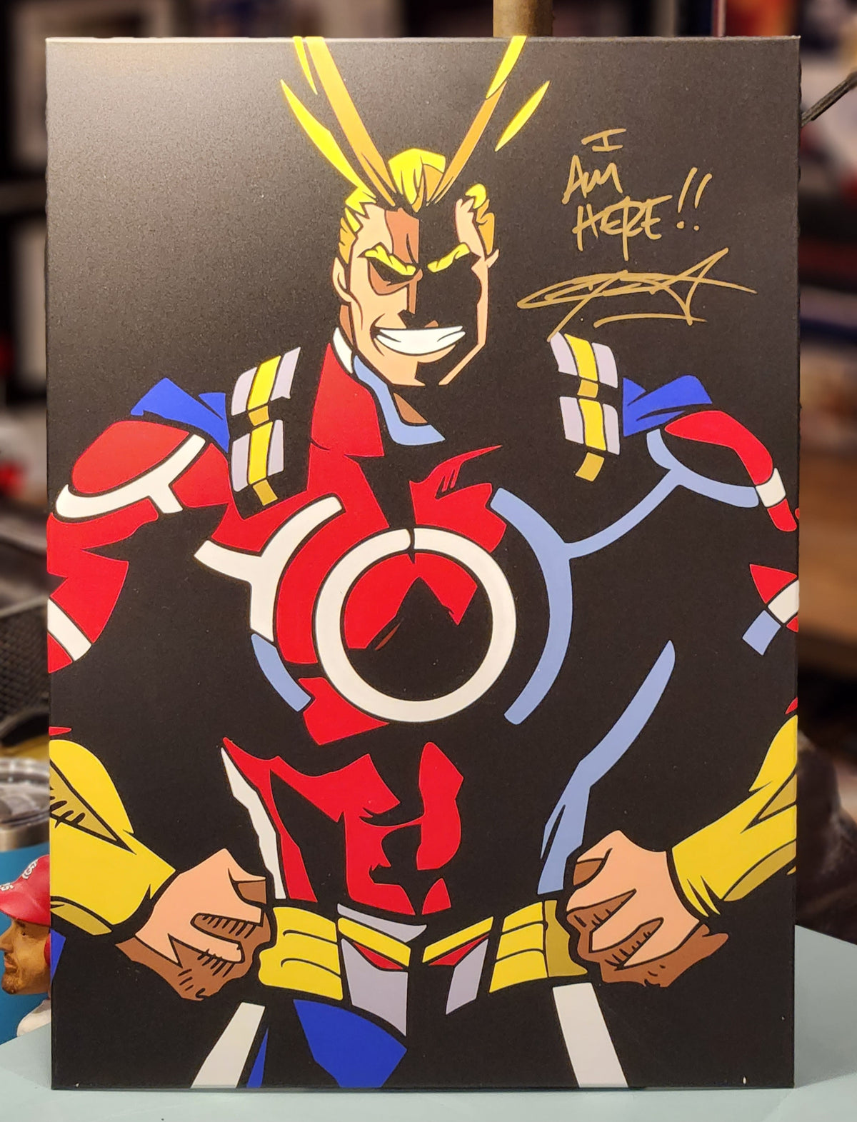 My Hero Academia AllMight Displate poster autographed and JSA authenticated